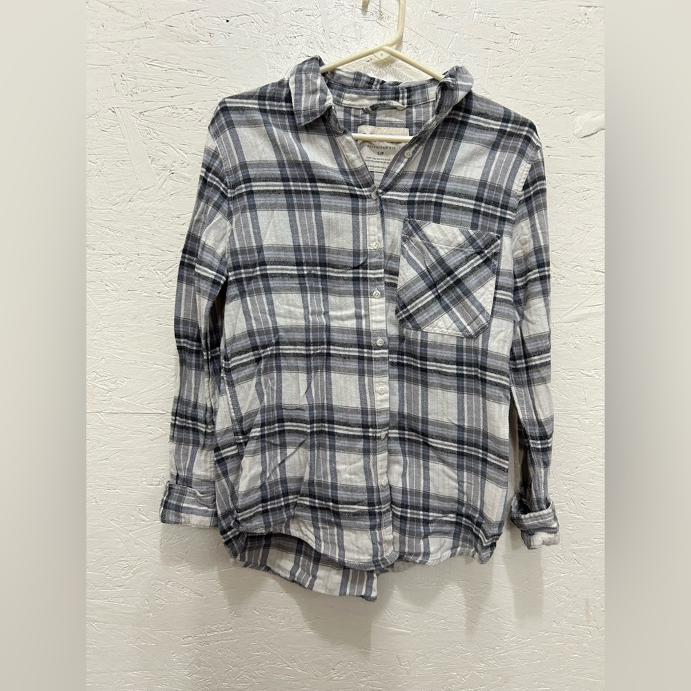 Garage Black and White Plaid Flannel Shirt - Size Small